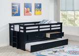 Carlsbad Twin Captain's Bed with Trundle & 2 Drawers - Guardrails & Built-In Ladder in Navy Blue – view 3