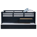 Carlsbad Twin Captain's Bed with Trundle & 2 Drawers - Guardrails & Built-In Ladder in Navy Blue – view 6
