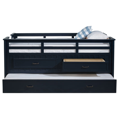 Carlsbad Twin Captain's Bed with Trundle & 2 Drawers - Guardrails & Built-In Ladder in Navy Blue – view 6