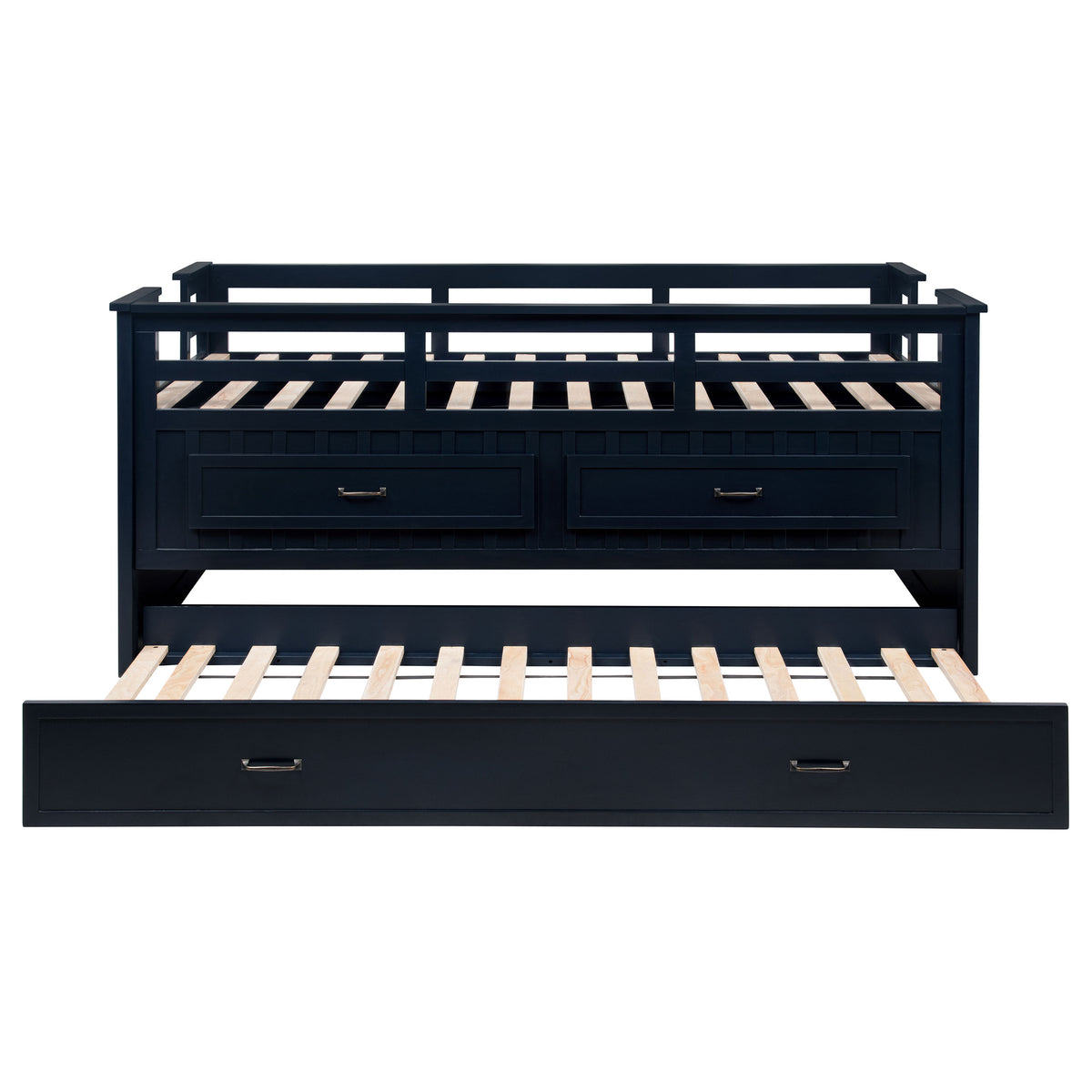 Carlsbad Twin Captain's Bed with Trundle & 2 Drawers - Guardrails & Built-In Ladder in Navy Blue – view 8