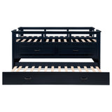 Carlsbad Twin Captain's Bed with Trundle & 2 Drawers - Guardrails & Built-In Ladder in Navy Blue – view 8