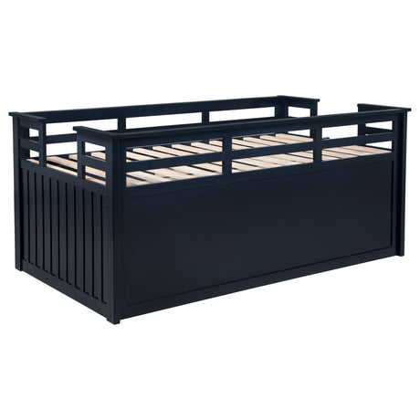 Carlsbad Twin Captain's Bed with Trundle & 2 Drawers - Guardrails & Built-In Ladder in Navy Blue – view 9