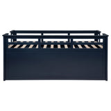 Carlsbad Twin Captain's Bed with Trundle & 2 Drawers - Guardrails & Built-In Ladder in Navy Blue – view 11