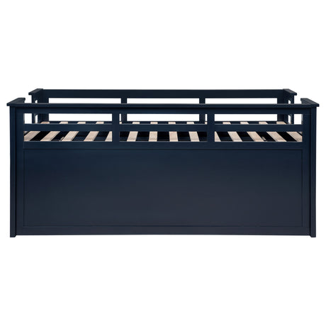Carlsbad Twin Captain's Bed with Trundle & 2 Drawers - Guardrails & Built-In Ladder in Navy Blue – view 11