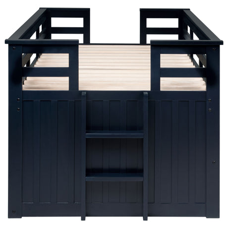 Carlsbad Twin Captain's Bed with Trundle & 2 Drawers - Guardrails & Built-In Ladder in Navy Blue – view 12