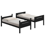 Littleton Wood Bunk Bed - Twin over Twin or Twin over Full, Convertible with Angled Ladder in Espresso, White, Black or Grey