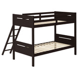 Littleton Wood Bunk Bed - Twin over Twin or Twin over Full, Convertible with Angled Ladder in Espresso, White, Black or Grey – view 12