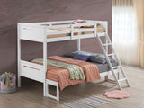 Littleton Wood Bunk Bed - Twin over Twin or Twin over Full, Convertible with Angled Ladder in Espresso, White, Black or Grey - lifestyle