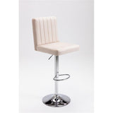 Yorkie Velvet Upholstered Modern Swivel Bar Stool in Beige