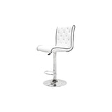 Swivel Bar Stool with Crystal and Tufted Look in White - side view