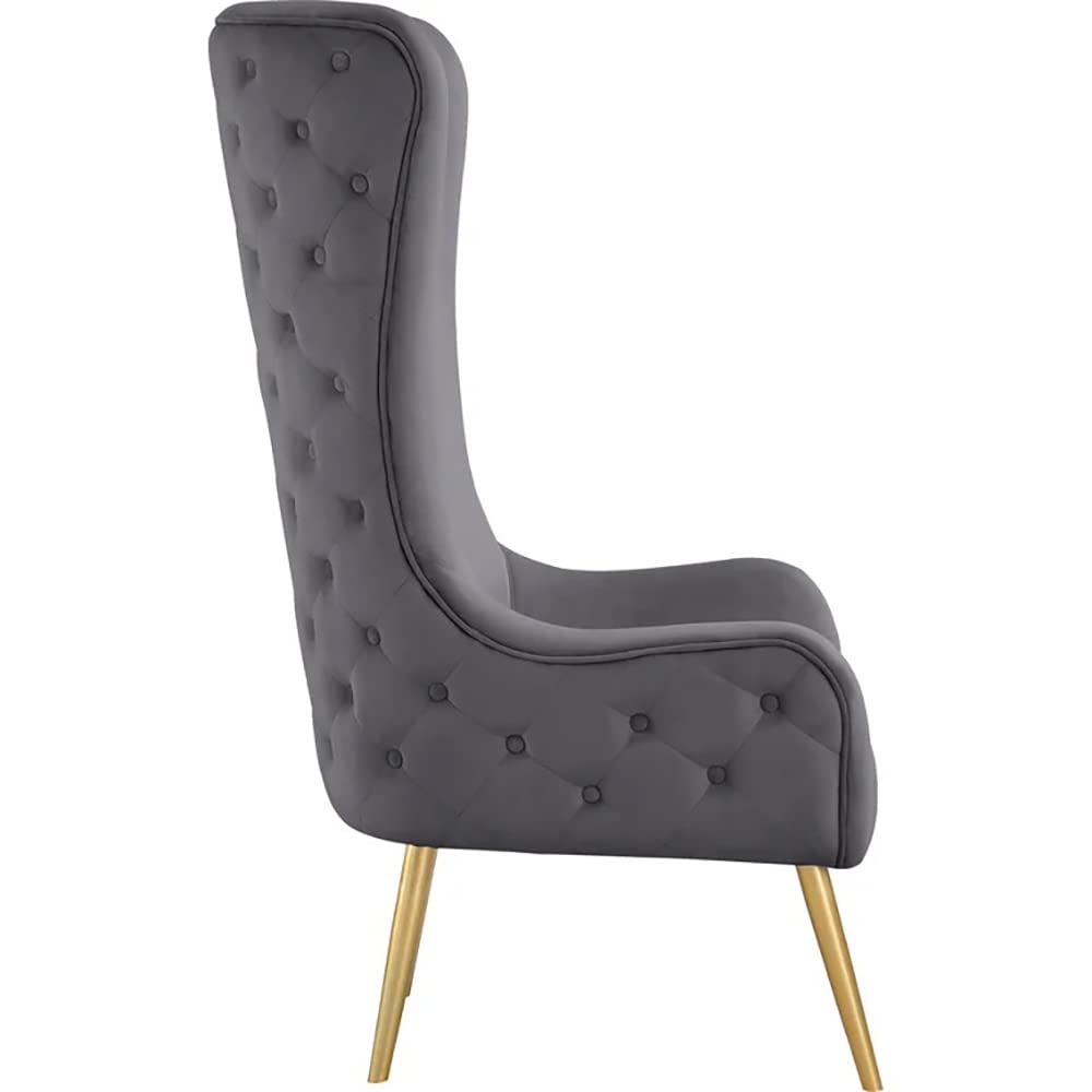 Venetian 50" High Back Tufted Velvet Accent Chair Wingback Lounge Armchair in Grey - room setting