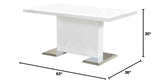 Barbara 63" Rectangle Dining Table with White Lacquered Top, Modern Contemporary Design - side view