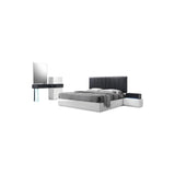 Modern White Lacquer Platform 5-Piece Bedroom Set, Eastern King
