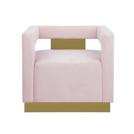 Hayes Tufted Modern Glam Velvet Accent Chair in Pink - detail view