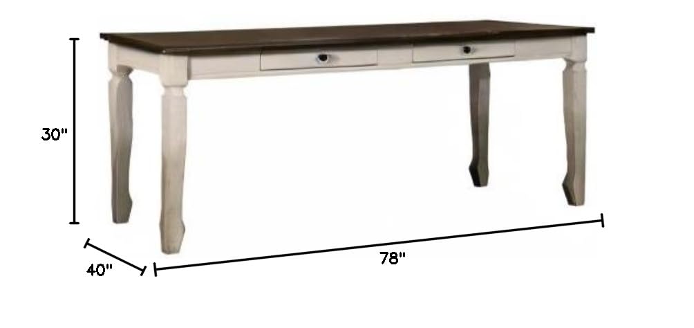 Belle 78" Rectangular Solid Wood Dining Table in Oak Cream - side view