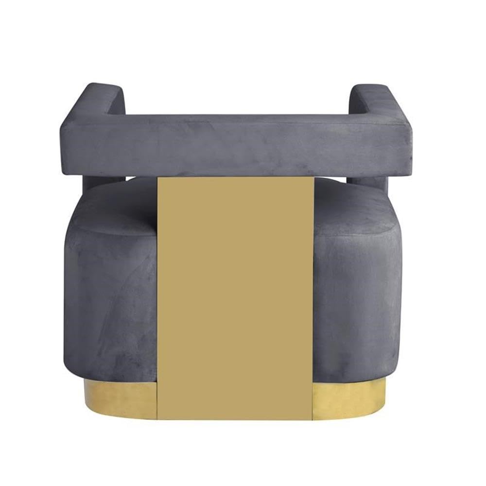Modern Velvet Accent Chair in Grey - angle view
