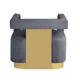 Modern Velvet Accent Chair in Grey - angle view