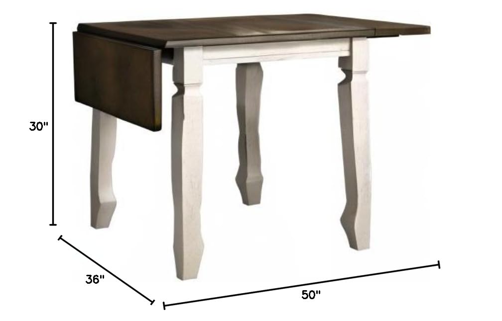 Belle Rectangular Solid Wood Drop Leaf Table in Oak Cream - side view