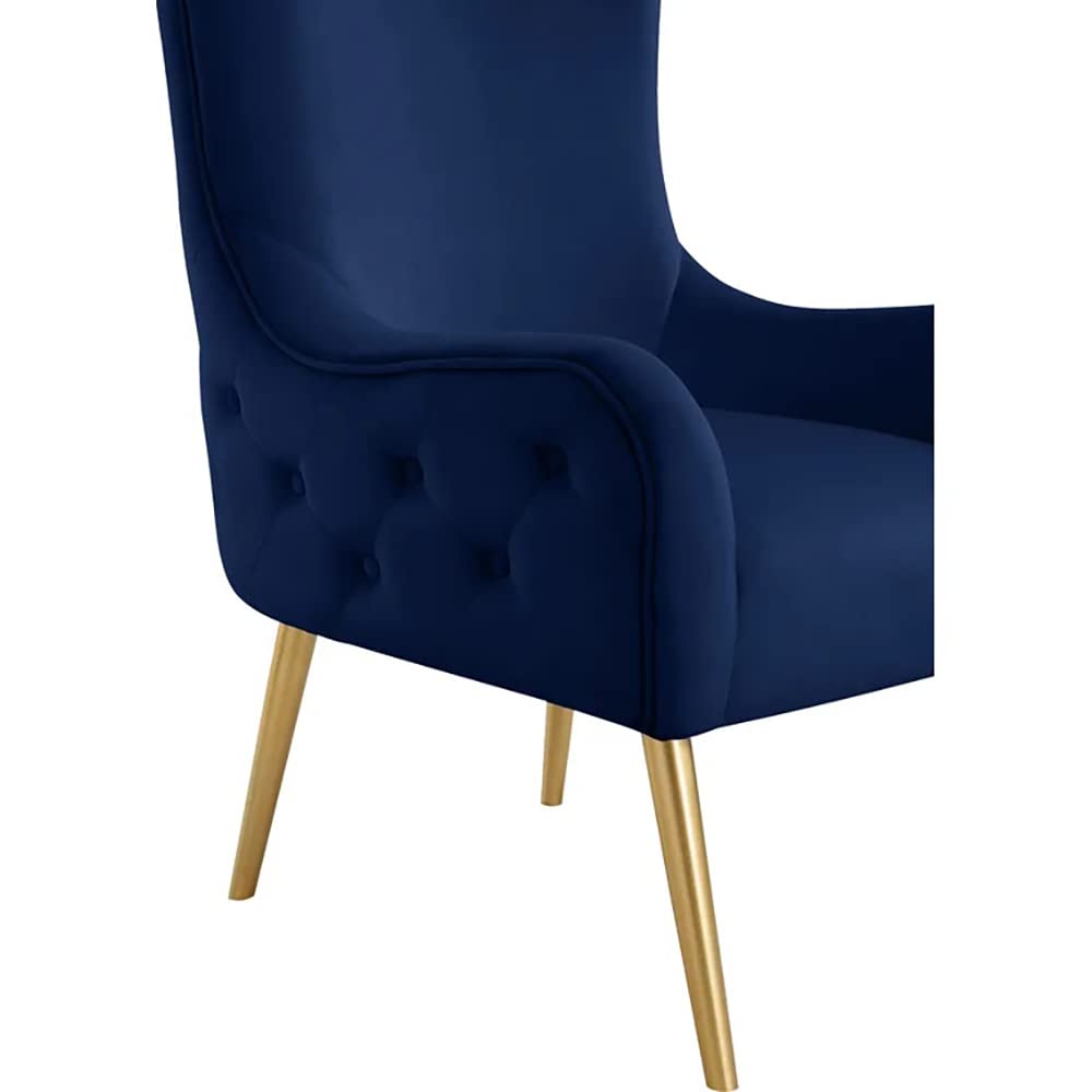 Venetian 50" High Back Tufted Velvet Accent Chair Wingback Lounge Armchair in Navy - detail view