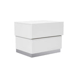 5-Piece Florence White Lacquer and Gray Leather Headboard Bed Set, Eastern King - detail view
