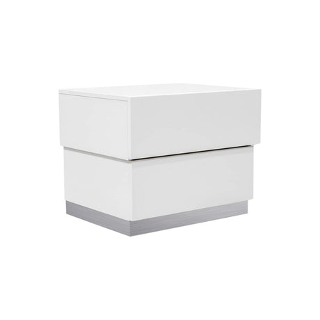 5-Piece Florence White Lacquer and Gray Leather Headboard Bed Set, Eastern King - detail view