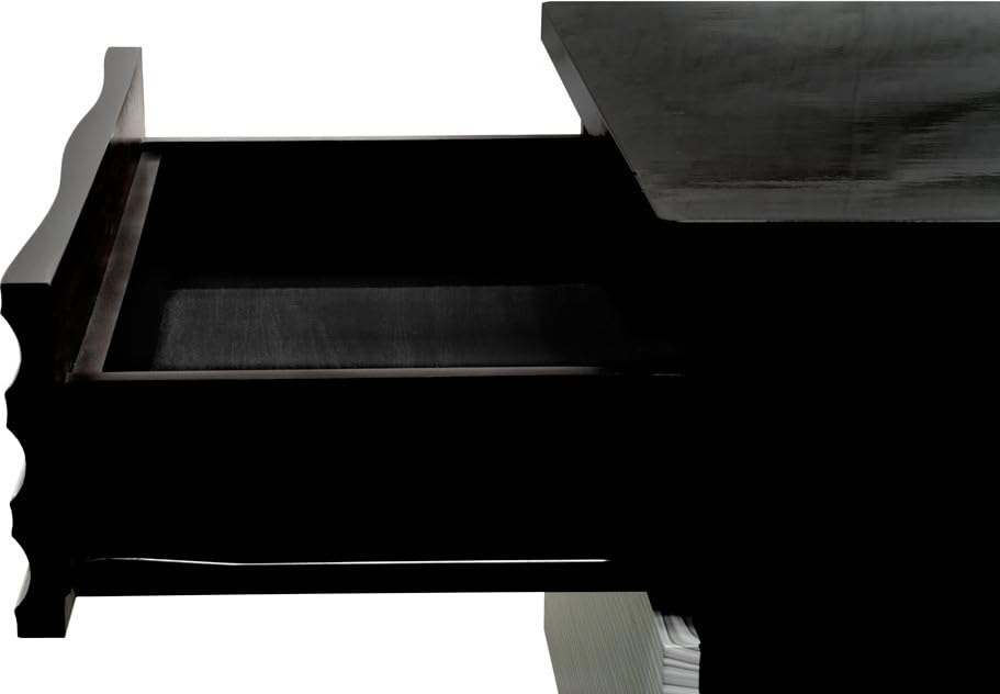 Romania 18" Modern 2-Drawer Bedroom Nightstand with Black Lacquered Frame, Geometric Top Drawer… - detail view