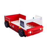 Firestall Twin Fire Truck Bed - Novelty Kids Race Car Bed in High Gloss Red