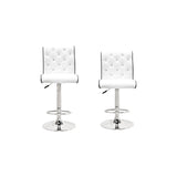 Swivel Bar Stool with Crystal and Tufted Look in White