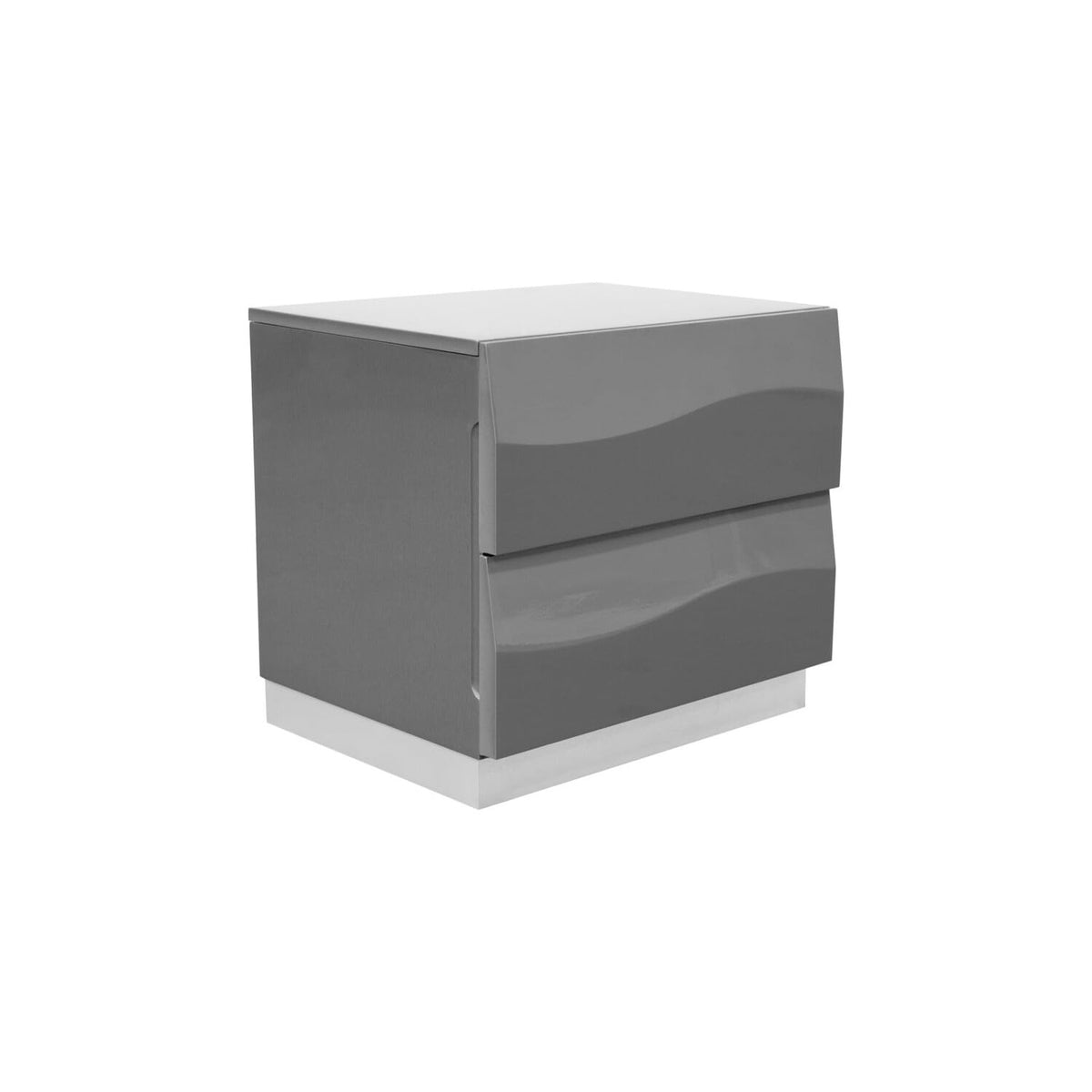 Leon 5-Piece Poplar Wood California King Bedroom Set in Gray High Gloss - detail view