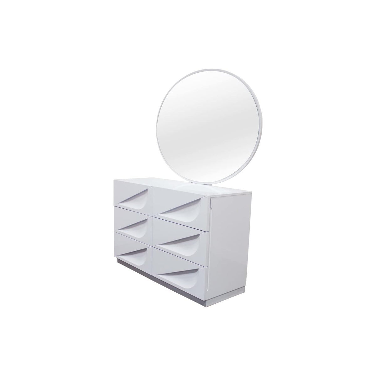 5 Pcs Modern Lacquer Bedroom Set, California King in White - side view