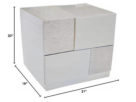 Naple 2-Drawer Poplar Wood Bedroom Nightstand in Gray/Silver Line - side view