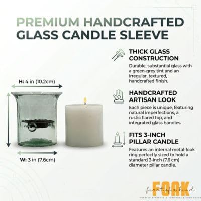 11-Inch Clear Glass Hurricane Pillar Candle Holder with Rustic Metal Insert Centerpiece