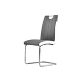 Barbara Modern Dining Chair with Faux Leather Fabric - Grey