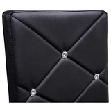 Faux Leather and Chrome Dining Side Chair in Black - detail view