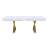 Takao Contemporary Lacquer Rectangle Dining Table for 6 or 8, 84" to 124" with Removable End Leaf… - room setting