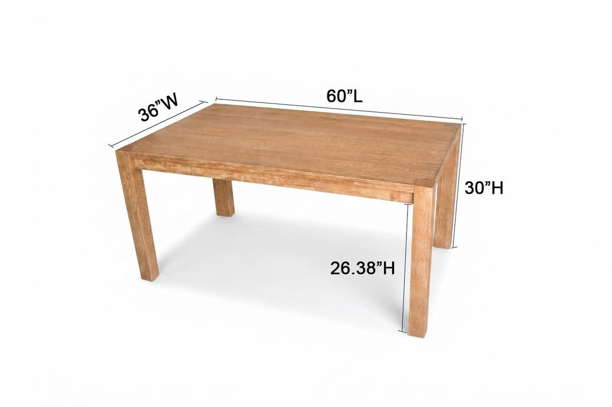 Janet 60" Transitional Rectangular Wood Dining Table with 4 Straight Legs, Large Solid Farmhouse… - side view
