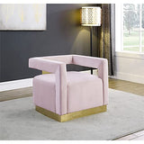 Hayes Tufted Modern Glam Velvet Accent Chair in Pink - room setting