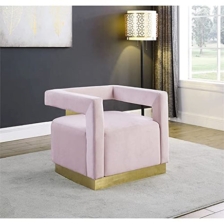 Hayes Tufted Modern Glam Velvet Accent Chair in Pink - room setting