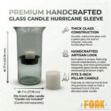 15-Inch Glass Hurricane Pillar Candle Holder with Rustic Metal Insert Centerpiece