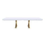 Takao Contemporary Lacquer Rectangle Dining Table for 6 or 8, 84" to 124" with Removable End Leaf… - detail view