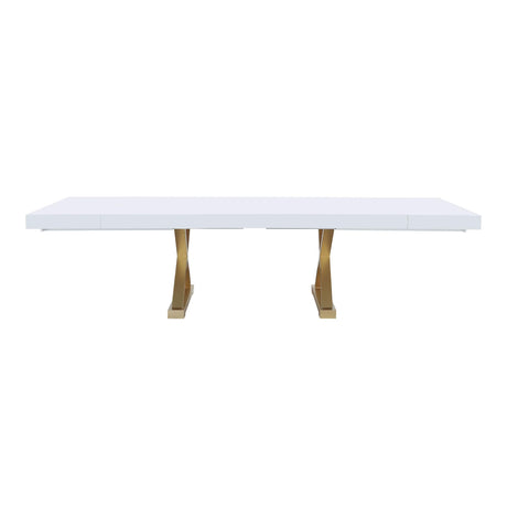 Takao Contemporary Lacquer Rectangle Dining Table for 6 or 8, 84" to 124" with Removable End Leaf… - detail view