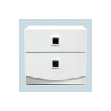 France 5-Piece Faux Leather Queen Bedroom Set in White Lacquer - detail view