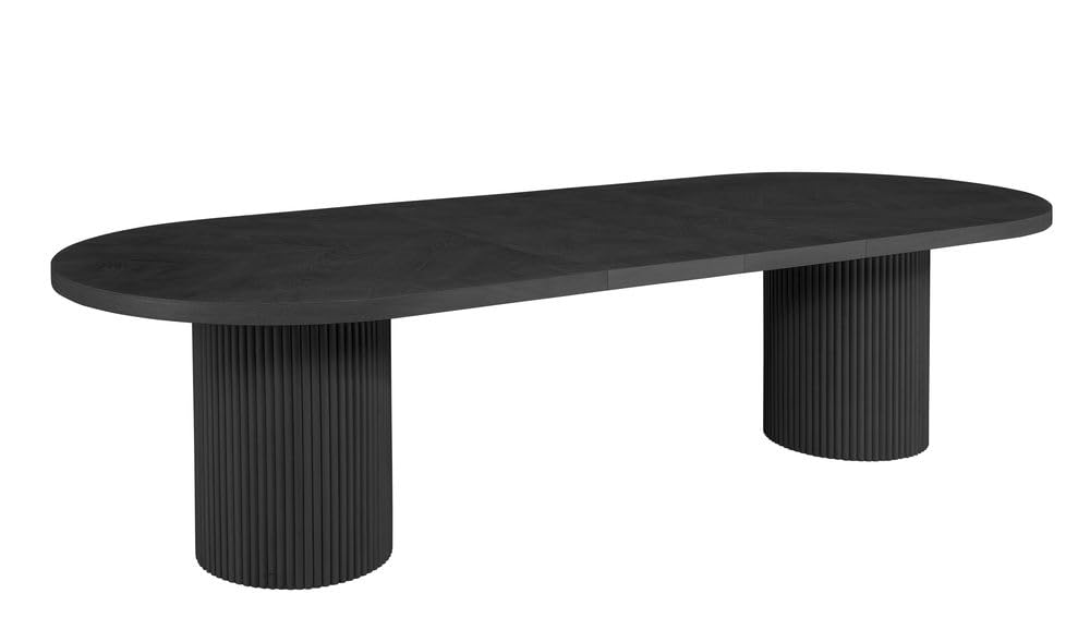 Dobby 90"-123" Extendable Oval Wooden Dining Table in Black - detail view