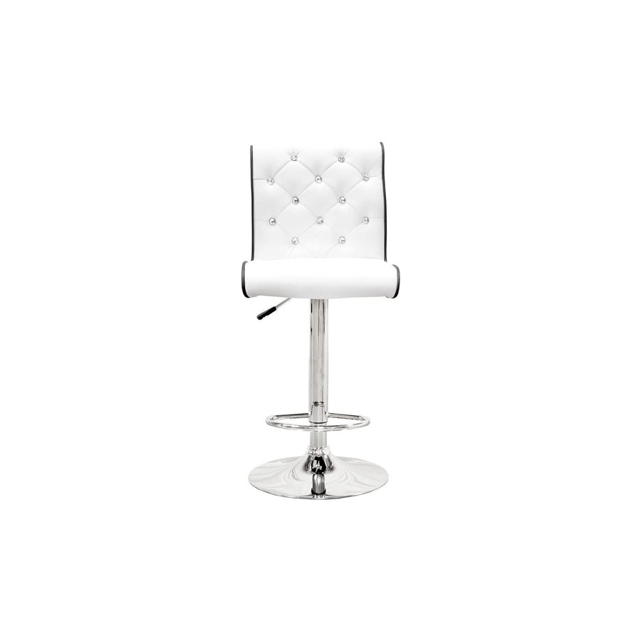 Swivel Bar Stool with Crystal and Tufted Look in White - Set of 2