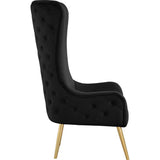Venetian 50" High Back Tufted Velvet Accent Chair Wingback Lounge Armchair in Black - room setting