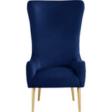 Venetian 50" High Back Tufted Velvet Accent Chair Wingback Lounge Armchair in Navy - angle view