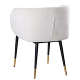Henrietta Mid Century Modern Velvet Dining Chair, Barrel Back in Cream - detail view