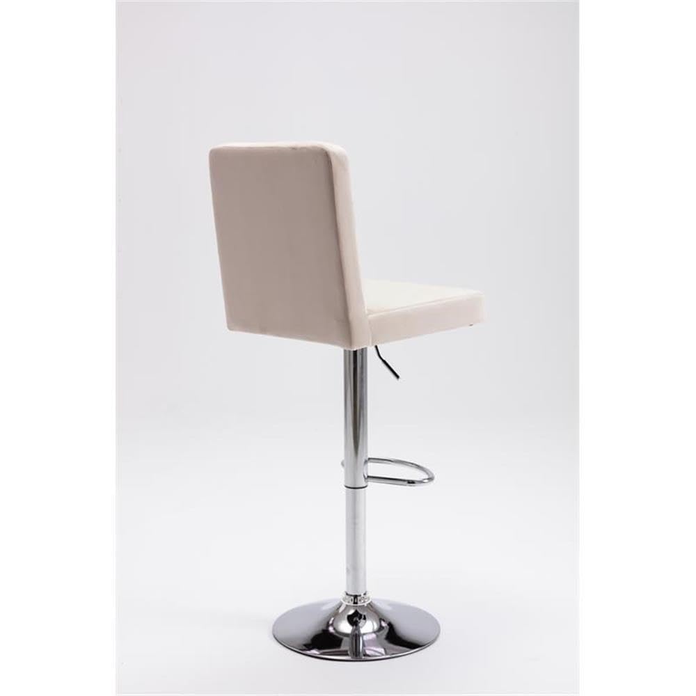 Yorkie Velvet Upholstered Modern Swivel Bar Stool in Beige - detail view