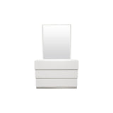 5-Piece Florence White Lacquer and Gray Leather Headboard Bed Set, California King - side view