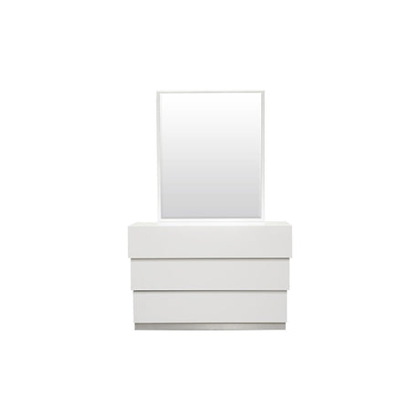 5-Piece Florence White Lacquer and Gray Leather Headboard Bed Set, California King - side view
